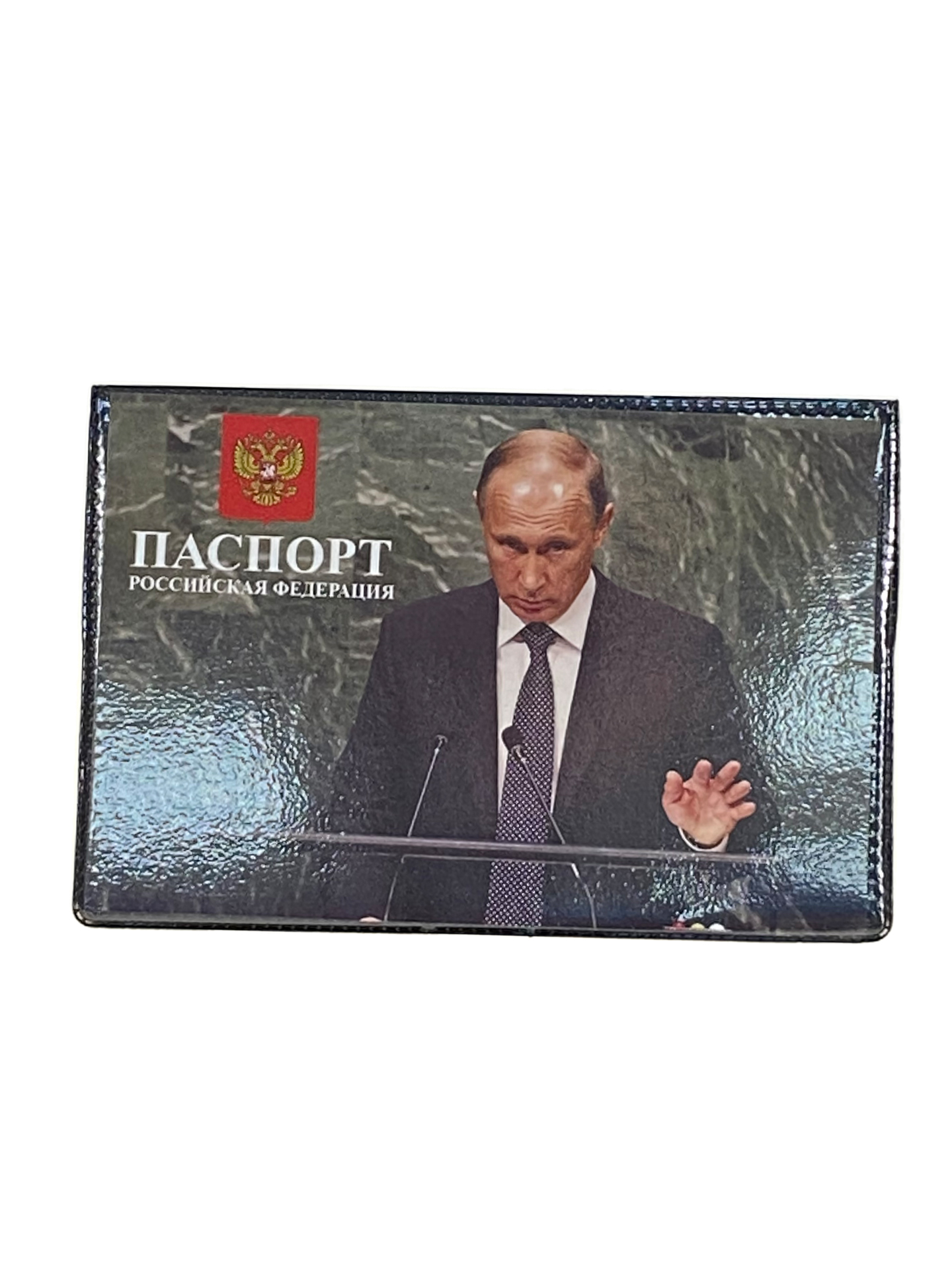 На фото 1 - Обложка на паспорт с принтом, цвет черный На фото 1 - Обложка на паспорт с принтом, цвет черный